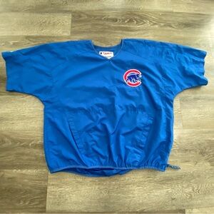 Chicago Cubs Majestic Authentic Pullover Windbreaker Shirt Blue Mens L MLB